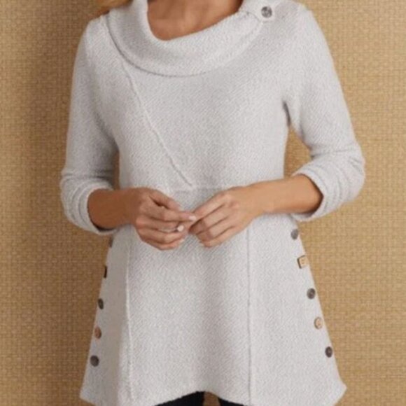 Soft Surroundings Teal Cowl Neck Sweater - Picture 7 of 13